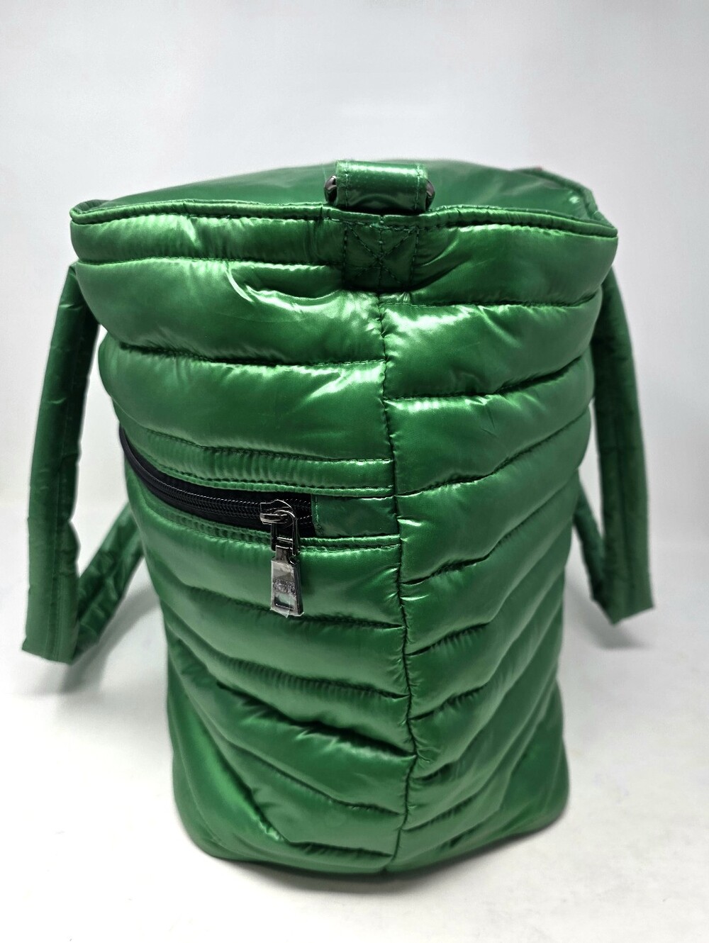 Think Royln Life On The Fly Puffy Tote Bag Large Green Pink, No Shoulder Strap - Picture 3 of 16